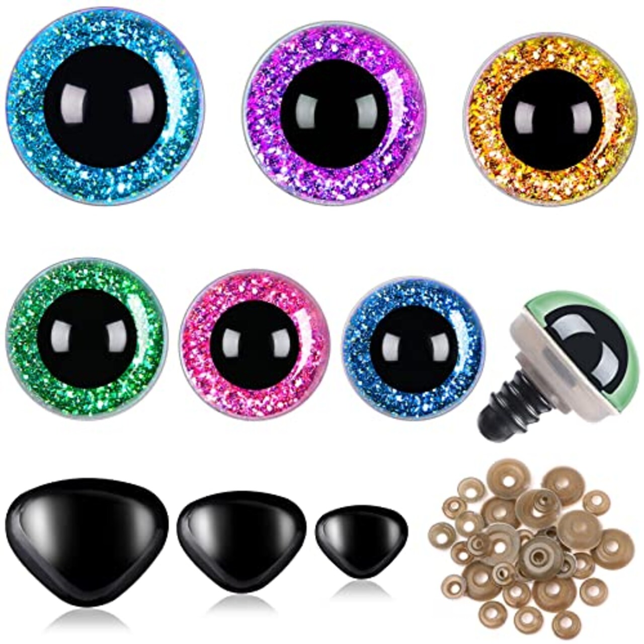 UPINS 180 Pieces 10-20 mm Large Safety Eyes and Nose with Washers